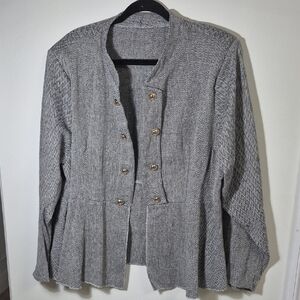 Women Plus 3x Blazer with Gold Accents Flare Bottom